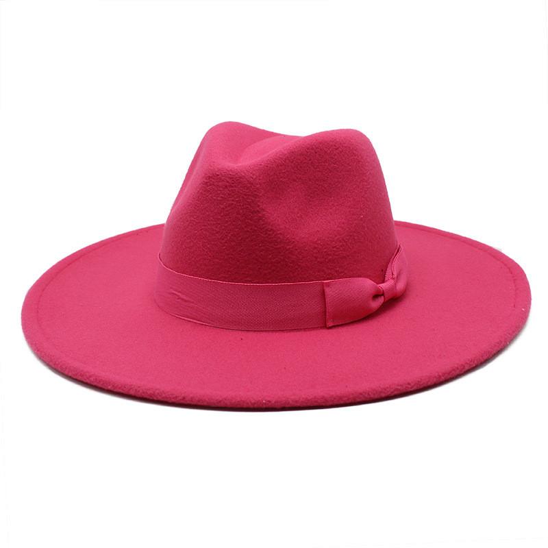 Wool Felt Hat With Large Brim And Bow For Retro Festival Wear