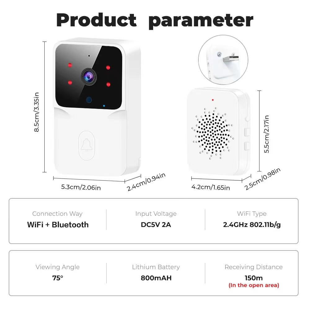 WiFi Video Wireless HD Bell Home Intercom System Phone Door Viewer Night Vision Security Doorbell Camera