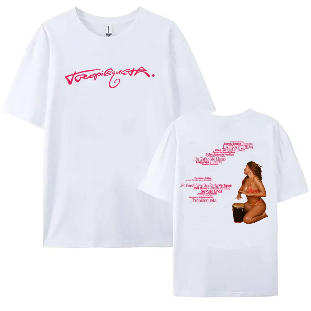 KAROL G Tropicoqueta Tracklist Tee Summer Cotton Short Sleeve Tshirts Women Men Clothing Streetwear Unisex Graphic Print Tshirt S
