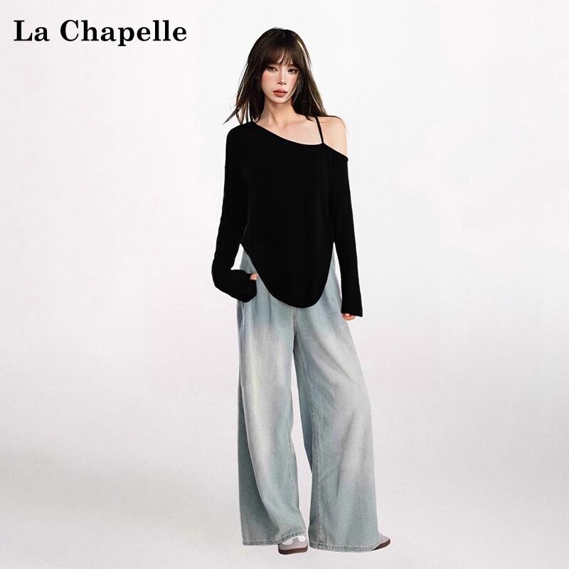 La Chapelle Sexy Off-Shoulder Loose Long Sleeve T-Shirt