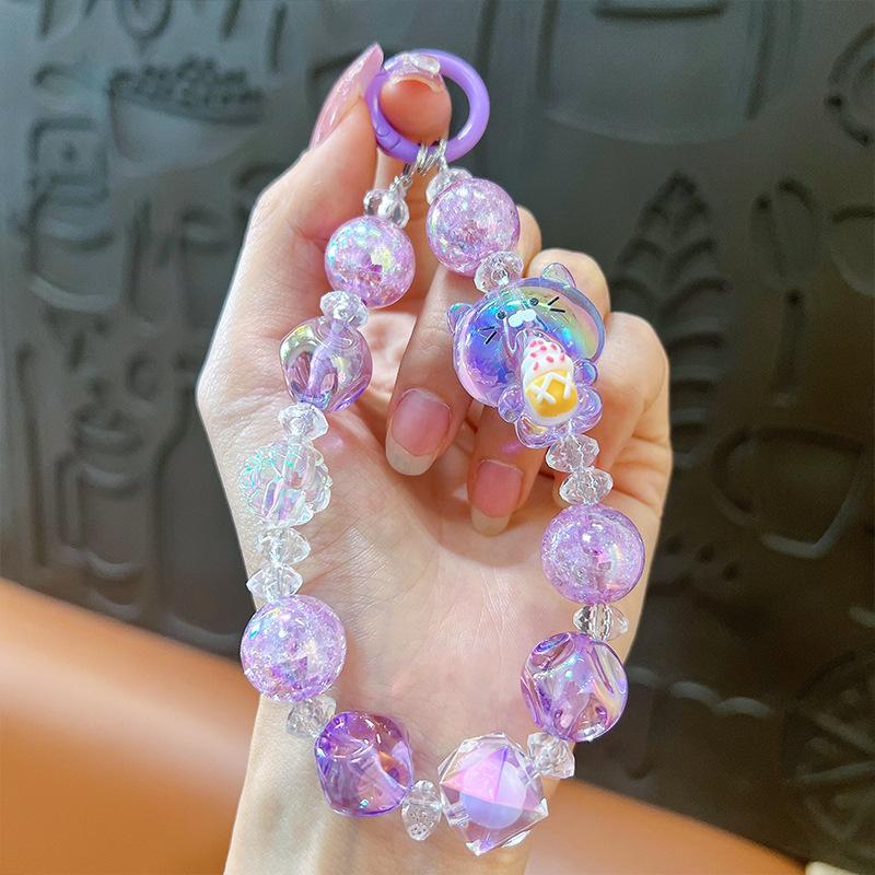 Promotional  Mobile Phone Chain Keychain Pendant Beaded Hanging Ornaments 7*10cm