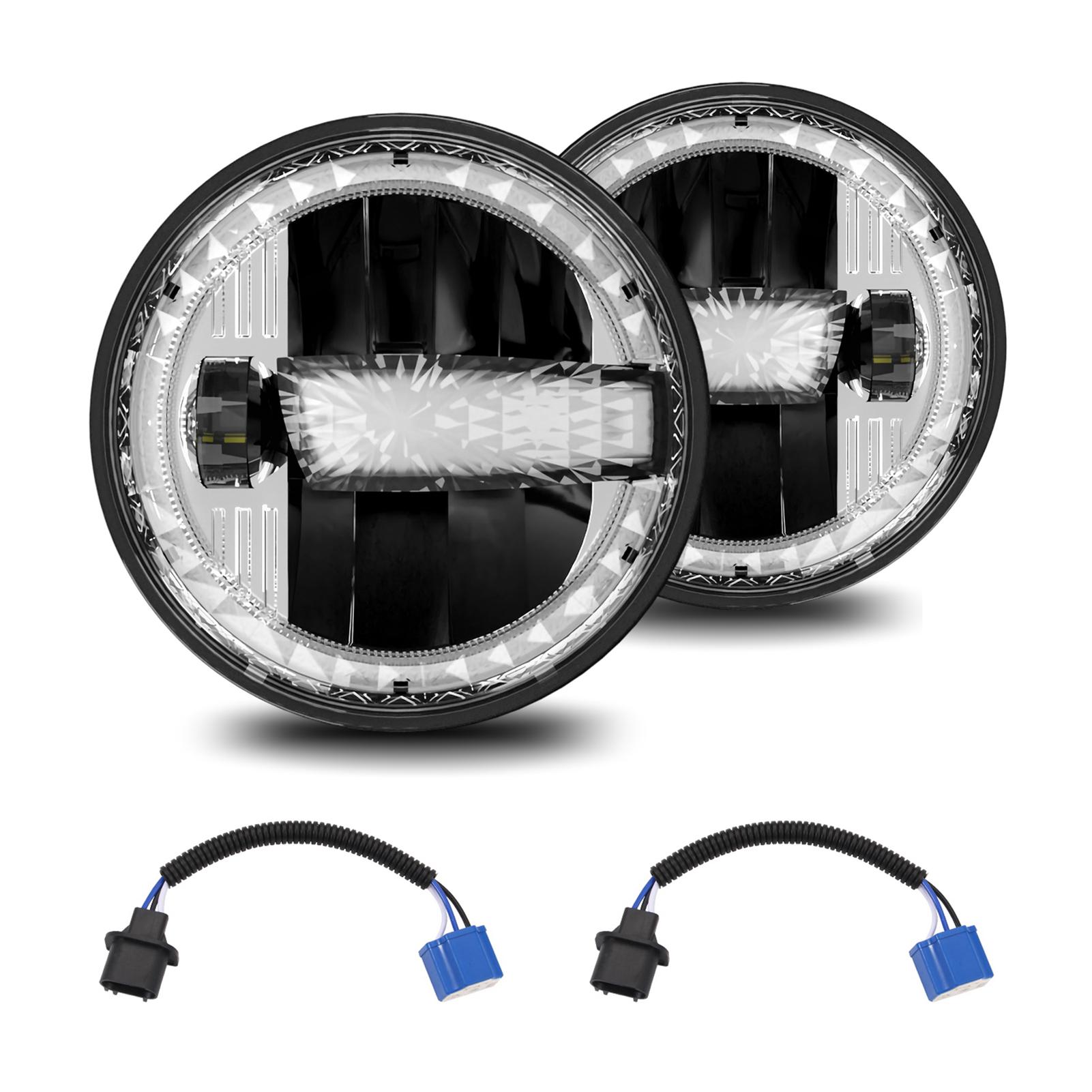 

7-дюймовые автомобильные светодиодные фары с белым дальним и ближним светом DRL, янтарным указателем поворота 6000K 3000K