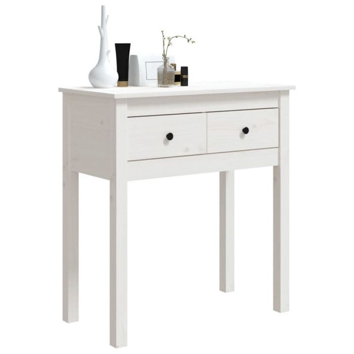VidaXL Console Table White 70x35x75 Cm Solid Pine Wood 814610