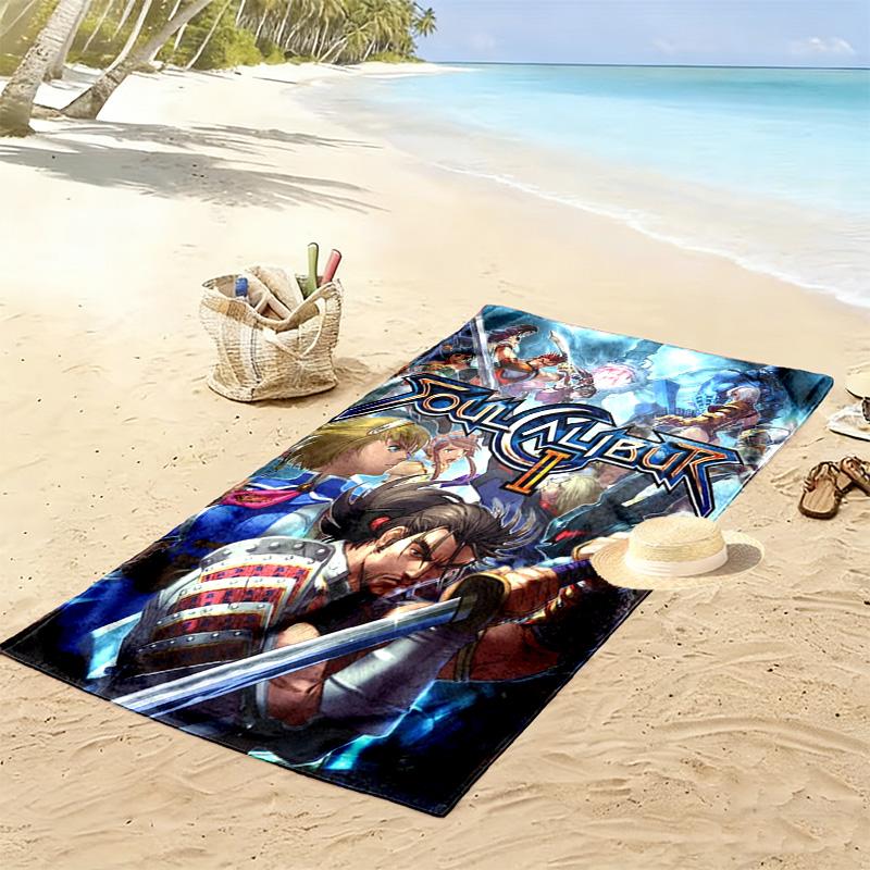 Soul Calibur Print Beach Towel, Large Soft Quick Dry Towel for Beach Camping Swimming