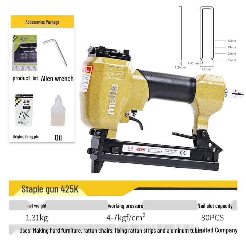 Meite 425K Pneumatic Brad Nailer U-Nailer Stapler 440KB: Versatile Sheet Metal & Woodworking Air Nail Gun Tool