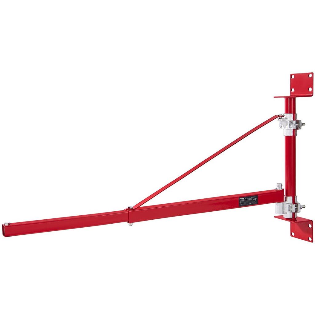 Electric Hoist Support Arm, 600 kg Max Load Capacity, Electric Hoist Holder Swing Arm with Pole, Steel Hoist Frame, 180° Swivel Scaffold Hoist Lifting