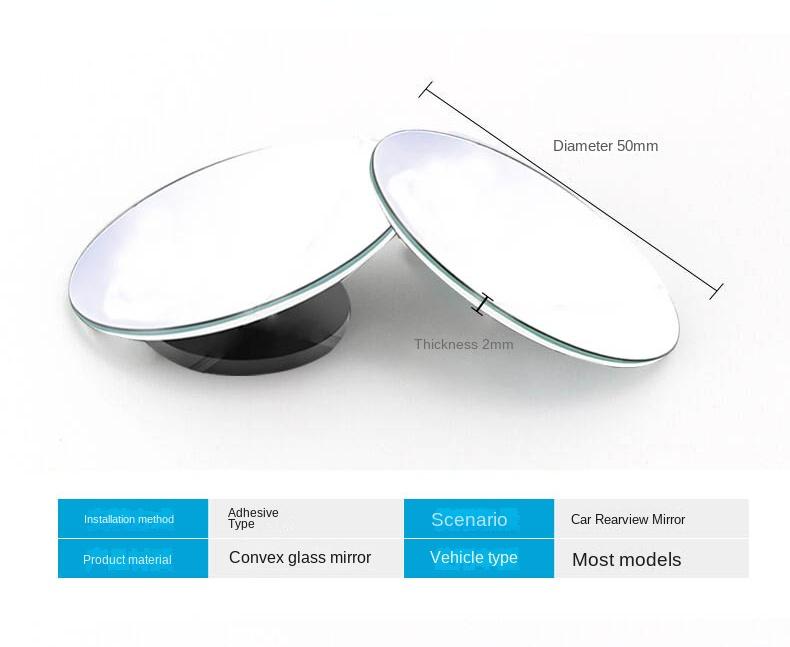 360 Degree Rotating Car Small Round Mirror Rearview MirrorCar Wide Field of View Reversing Mirror Blind Spot Mirror Installation