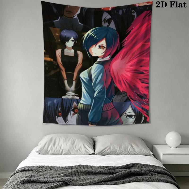 Tokyo Ghoul Wall Tapestry Aesthetic Wall Hanging Printed Fabric Blanket Decorative Tapestries for Bedroom Living Room Home Decor
