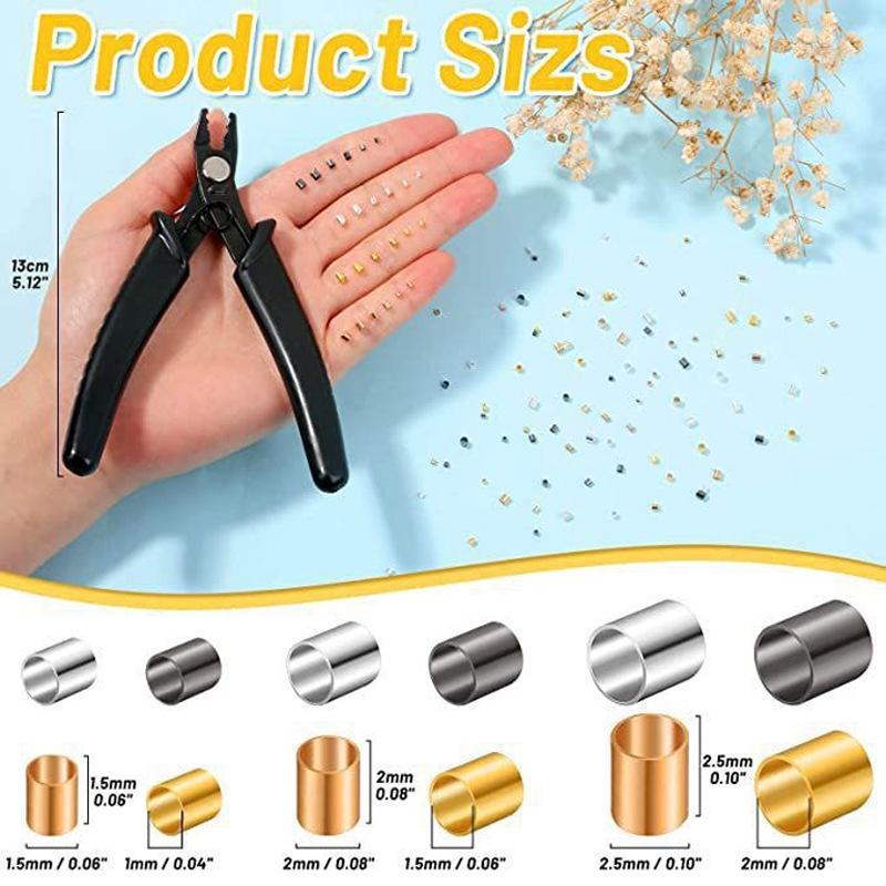 European & American Bead DIY Set: Multicolor Earrings, Necklace, Bracelet Kit with Crimp Tubes & Pliers