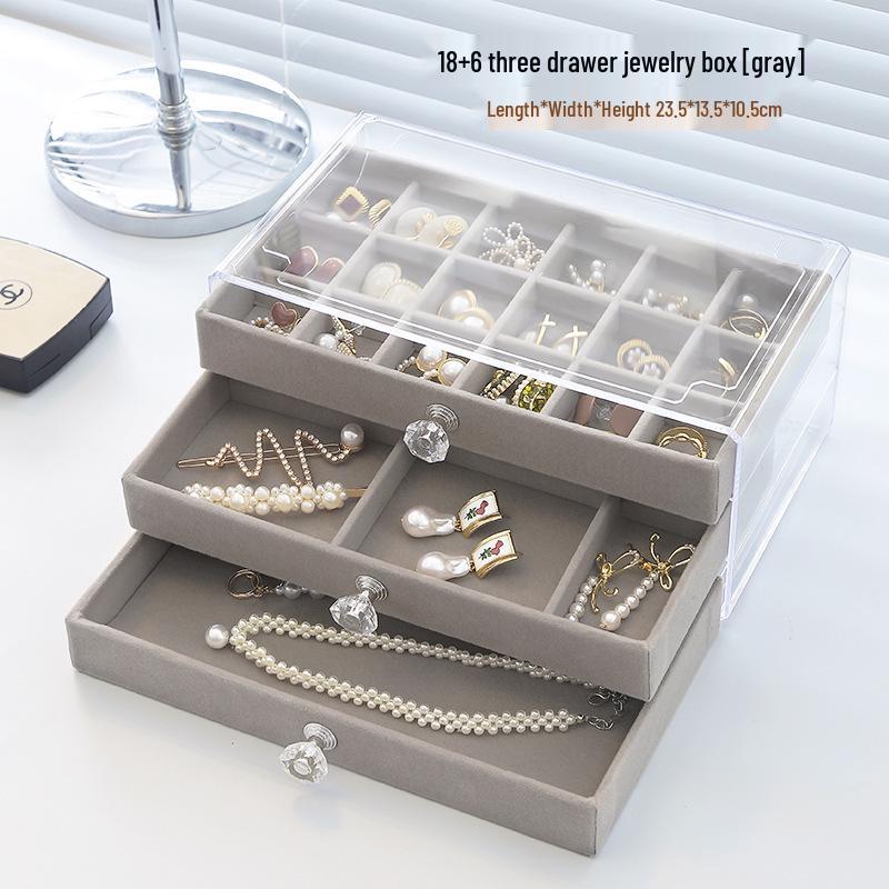Velvet Multi-layer Jewelry Box with Large Capacity for Bracelets, Necklaces, Earrings, and Rings