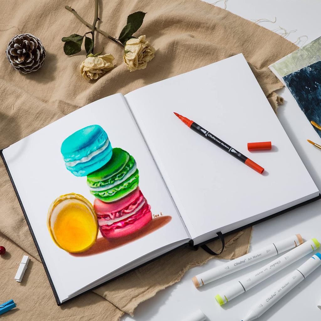 Ohuhu Acrylic and Watercolor 200gsm Watercolor 78 Mixed Extra Suitable for Kids and Acrylic Colored Watercolor and Christmas Gift Sketchbook, Paper,
