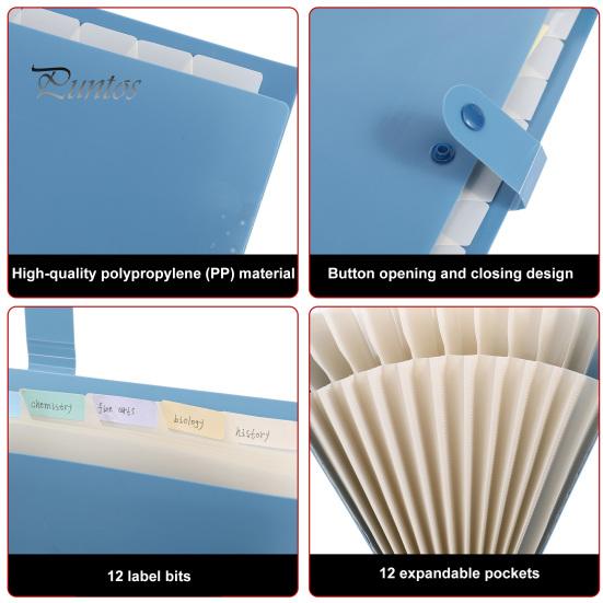 Plastic Document Organizer Expanding File Folder, Waterproof PP A4 Letter Size Durable School Case Organizer, Portable Receipt for And Office