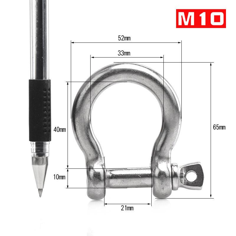 304 Stainless Steel Bow Shackle - Tow Hook, Marine Rope Ring, Chain Lifting Rigging Connector