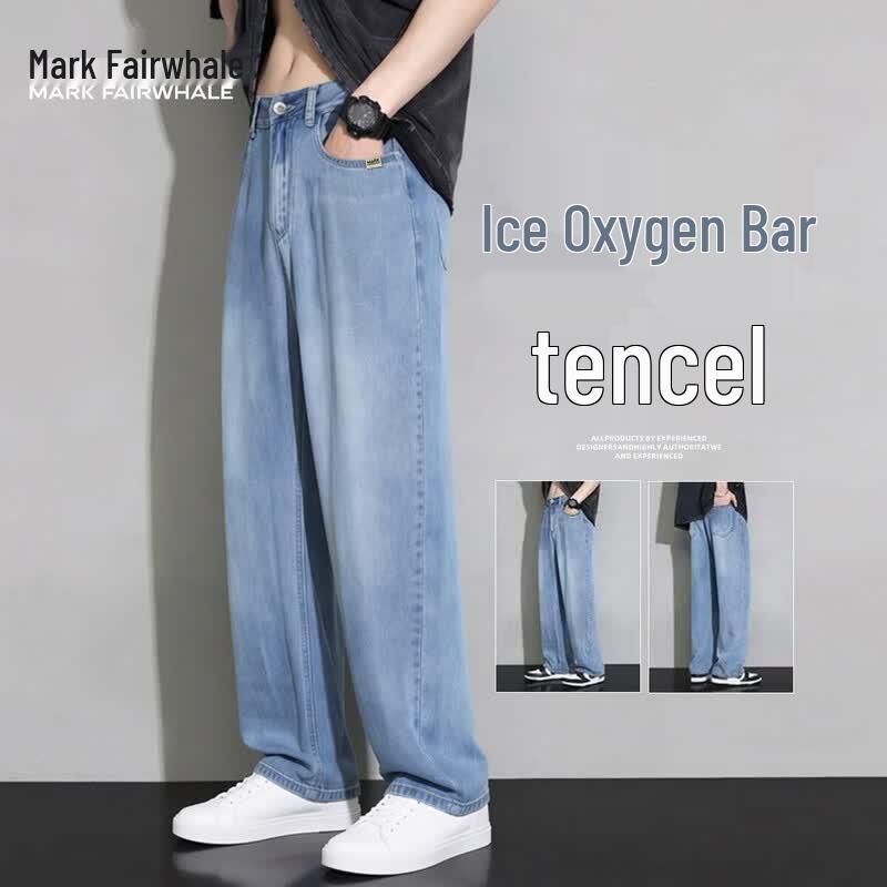 Mark Fairwhale Men s Summer Lyocell Blend Straight Leg Jeans 2XL светло-синий