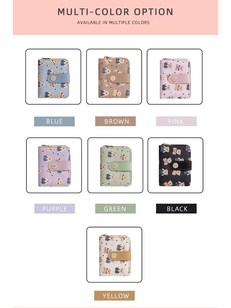 Women's Baellerry Korean Cartoon Bear Coin Purse - High-End Short Wallet