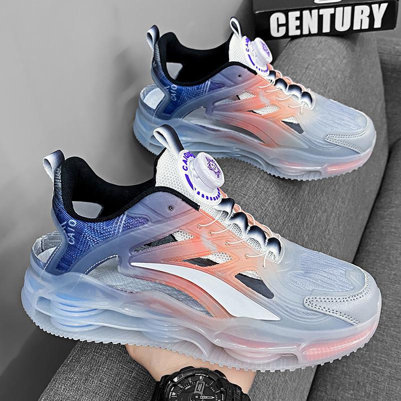 Rotating button men's shoes summer breathable 2025 new trend casual sports running shock-absorbing mesh beach sandals