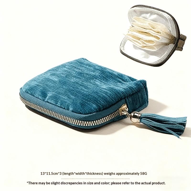 Portable Jewelry Storage Bag With Tassel Pendant Ring Zipper Crystal Bracelet Storage Multi-Layer Large Capacity Storage Pouch