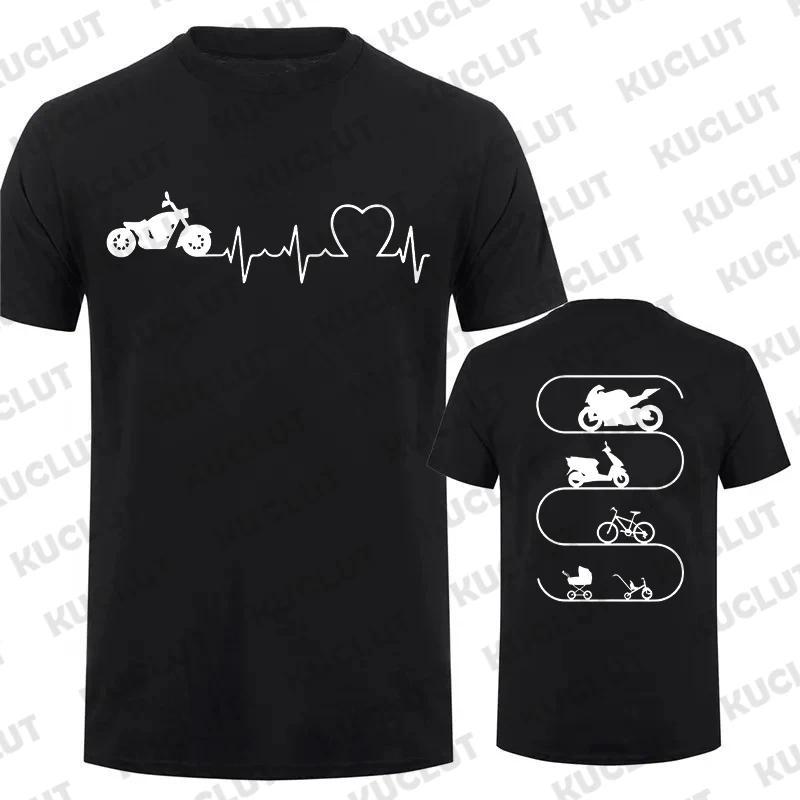 Men T-Shirt Motorcycles Evolution ECG Graphic Y2k Tops Funny Hip Hop Streetwear Two-sided Short Sleeve Tees Oversized Clothing