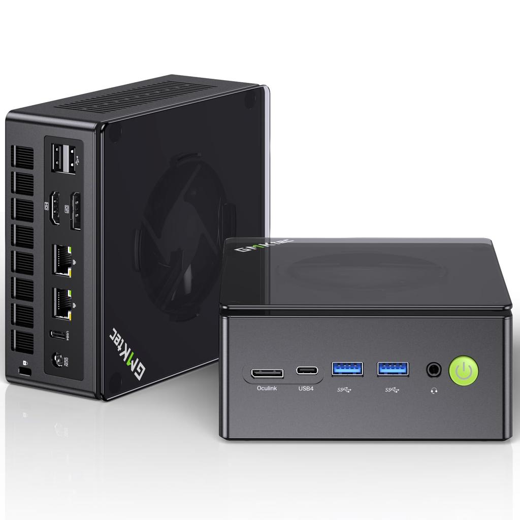Powerful AI Mini GMKtec Mini PC with AMD Ryzen7 8845HS than R7 128GB DDR5 8TB SSD Expandable Oculink 2 USB Up to Windows 11 Pro WiFi LAN Output 8K