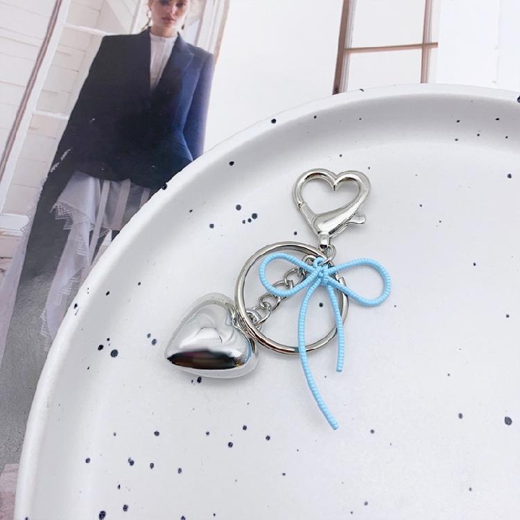 3D Heart Keychain Pendant Bowknot Keyring for Purse Bag Backpack Handbag Decors