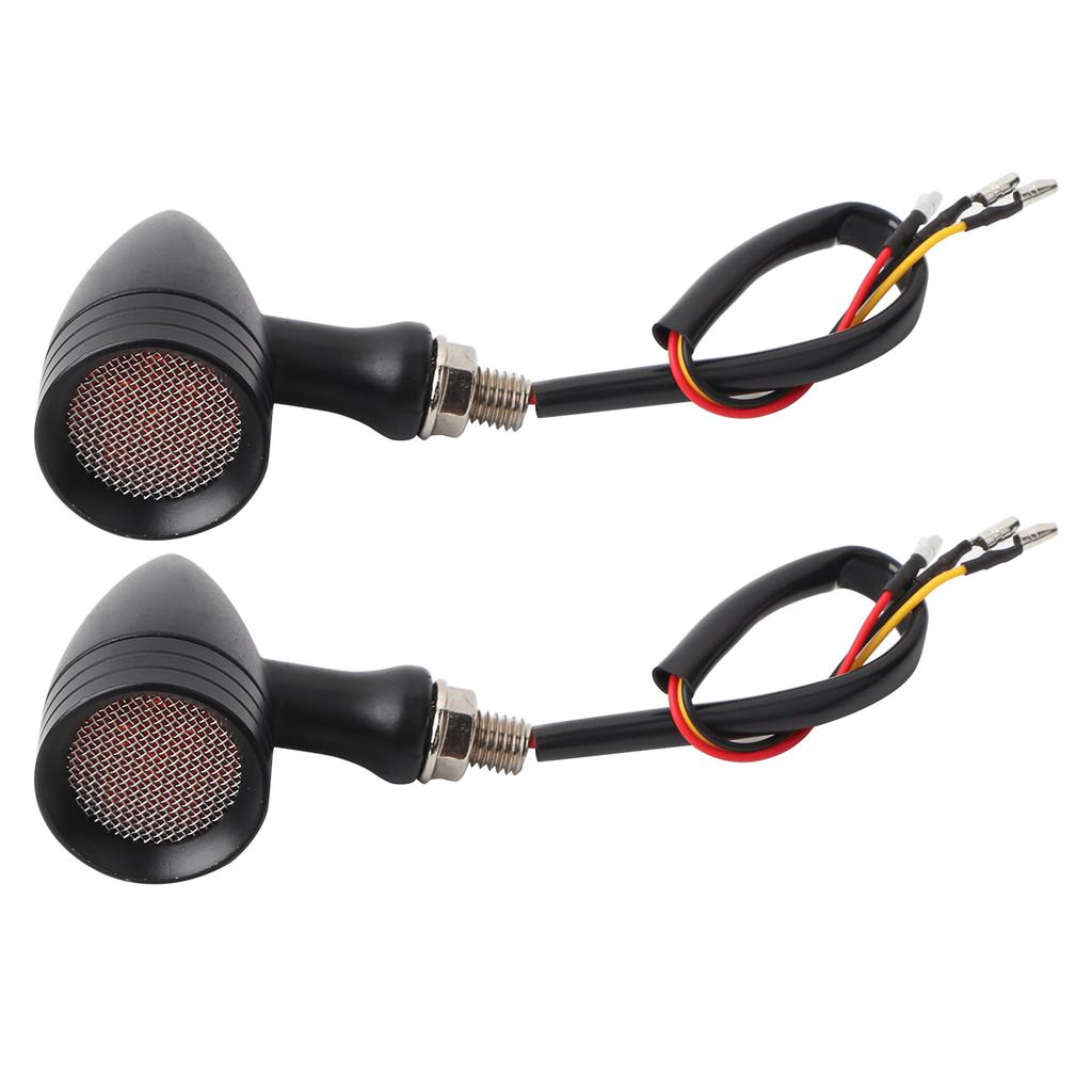 Motorcycle Retro Grid LED Turn Signal Brake Light Metal Blinker Flashes