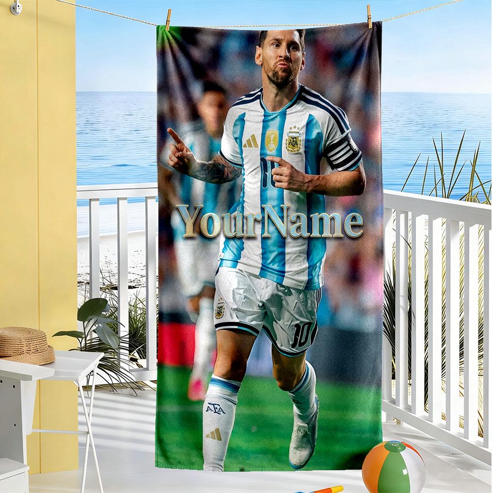 Messi Customize Your Name Beach Towel High Absorbency & Quick-Dry Perfect for Traveling Yoga Camping and Swimming