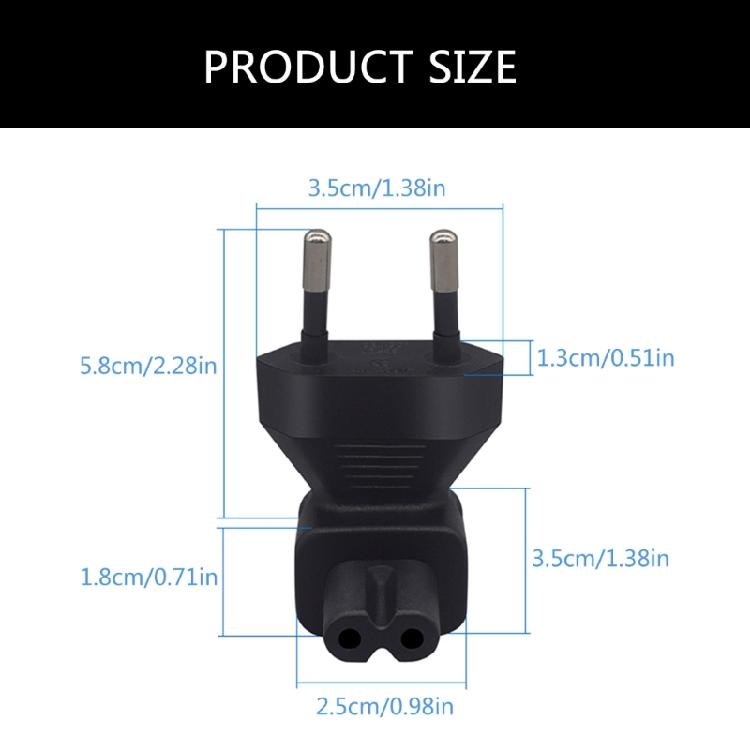 European 2Pin Male to IEC320 C7 Female Power Adapter, Converts EU4.0 to IEC320C7 Easy to Use for Various Electronics