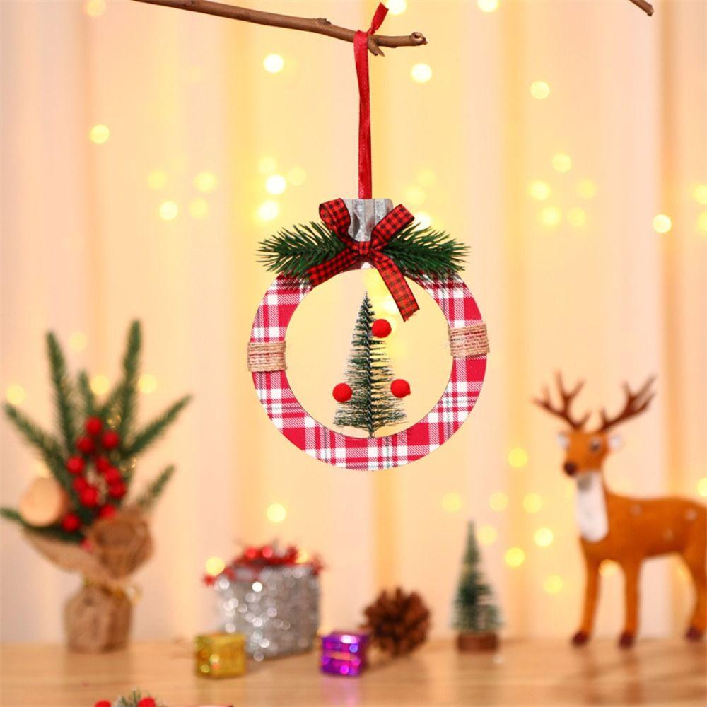 Round Christmas Decoration Decorative Christmas Wooden Pendant Navidad Gift   DIY