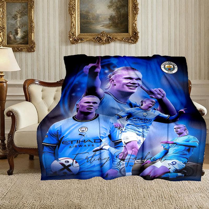 1pz Coperta Erling Haaland, Coperta Plaid Stampata per la Casa - Morbida Coperta Regalo per la Famiglia, Coperta Lavabile per Divano e Letto