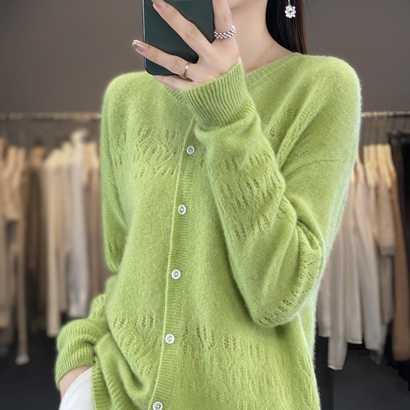 QingHe Cashmere Women's 30% Cashmere Cardigan - Soft & Warm Wool Blend Sweater