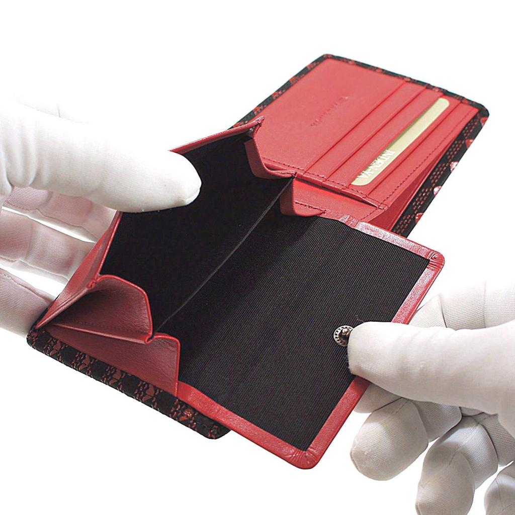 Inden Folding Wallet with Takane and Mount Fuji Traditional Koshu Inden Deerskin and Original Brand Inden-ya Design, Craftsmanship, Lacquer, (No.