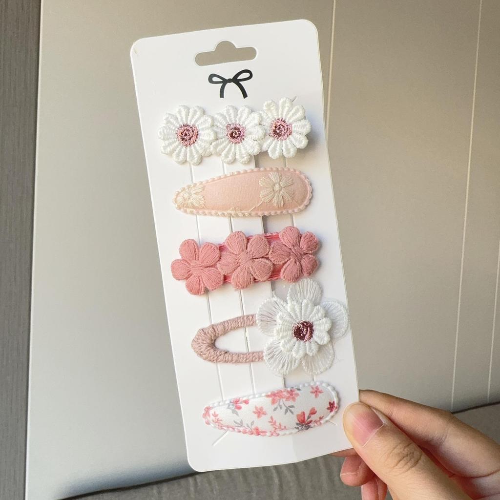 5pcs Clips Set for Kids Girl Hair Accessories Sweet Printe Hairbangs Hairclip Girls Barrette Ins Style Daisy Hairpin
