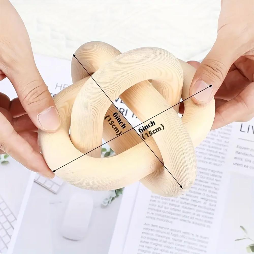 3-Glieder-Kiefernholz-Knotendekor, Holzkettengliederdekor, Regaldekor, Akzente, handgeschnitzt, Couchtisch, modernes Bauernhaus, Boho, rustikal, dekorativ