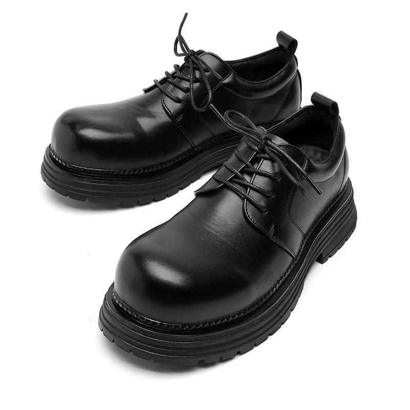 Lace-up niche high street ins big head derby shoes men's high-end thick sole heightening commuter round head 2232-R