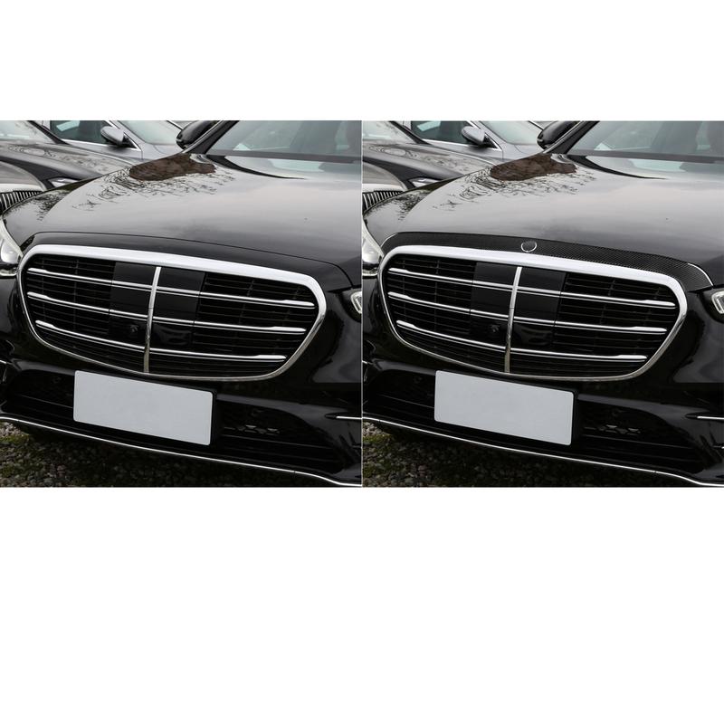 Carbon Fiber Front Center Grille Panel Strip Decal Car Accessories Exterior Cover Trim Sticker For Benz Maybach S Class W223 21+