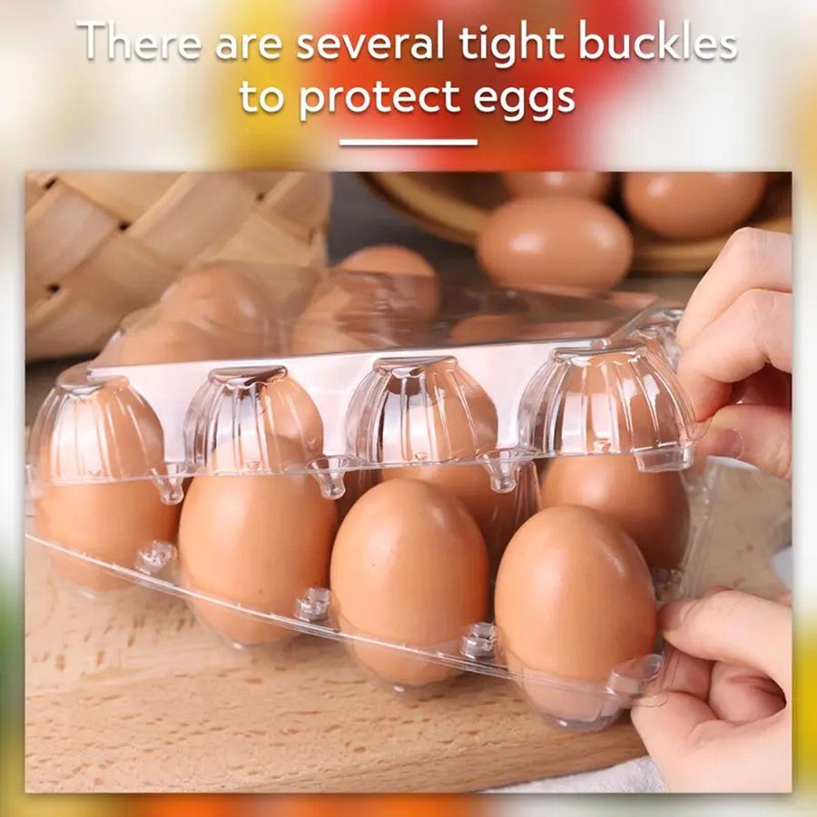 Transparent Shatter-Resistant Egg Cartons Reusable 12 Grids Egg Cartons for Chicken Eggs Durable Shockproof Egg Organizer Box