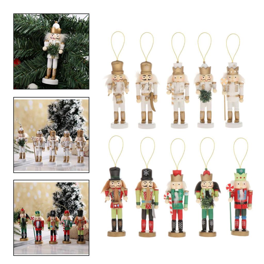 Christmas Nutcrackers Hanging Ornament Wooden Soldier Figures Doll Christmas Tree Hanging Ornaments with Package Box