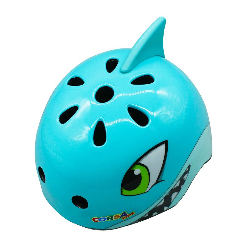 Casco Cartoon Squalo per Skateboard e Pattinaggio su Ghiaccio per Bambini - Traspirante, Equipaggiamento Protettivo per Ciclismo e Monopattino