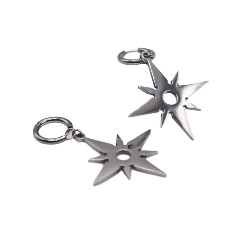 

Fashion Cold Hip Hop Thorn Star Chain Necklace Punk Thorn Star Earrings for Men Women Pentagrams Neck Chains Jewelry 1