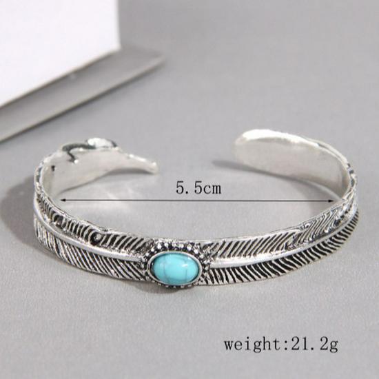Bracciale Aperto da Uomo con Piuma Retro