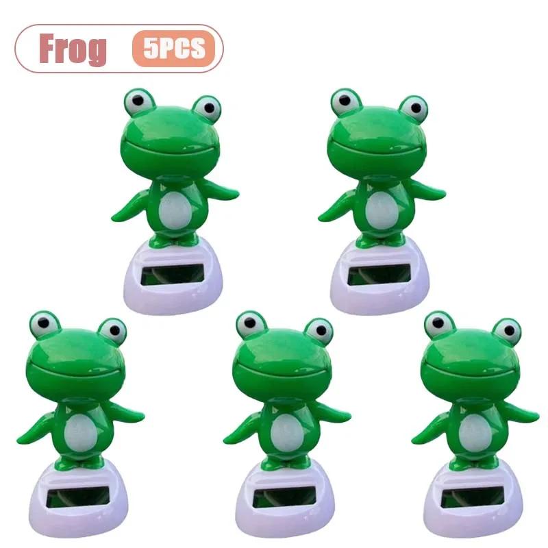1-10 Stück Solarbetriebenes Auto-Armaturenbrett Ornament Niedliches Tier Frosch Wackelkopffigur Spielzeug Dekoration Geschenk für Innenausstattung Auto Tisch