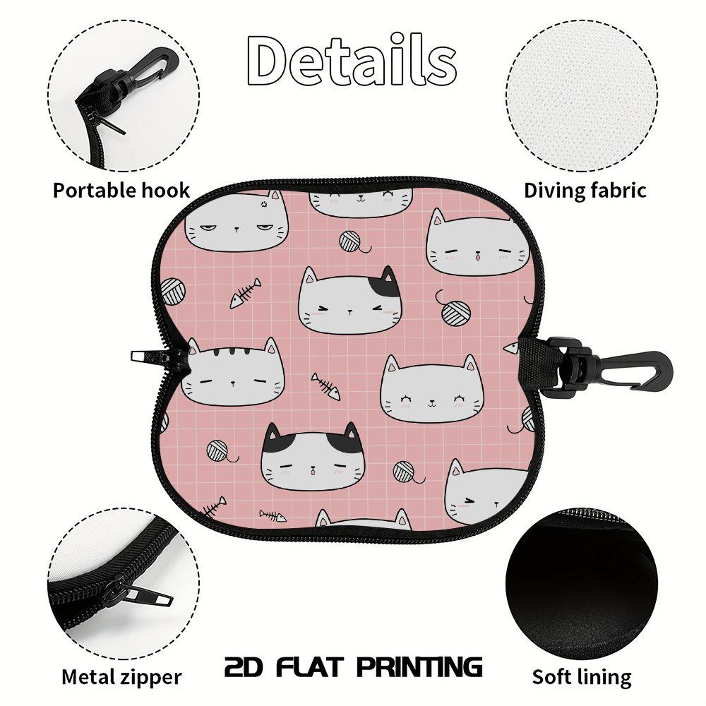 Cute Cat Pattern Soft Fabric Sunglasses Case,Portable Cartoon Eyeglasses Protective Pouch,Lightweight Drawstring Spectacle Bag Travel Accessories