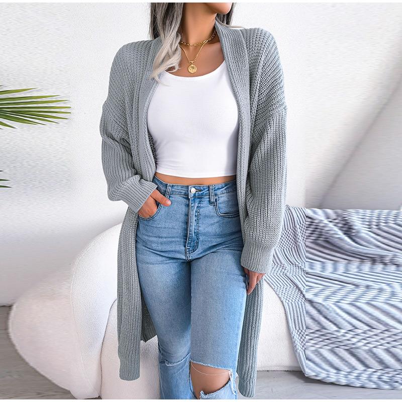 Весна Осень Женский Повседневный Универсальный Длинный Кардиган С Лацканами Женский — фото 4