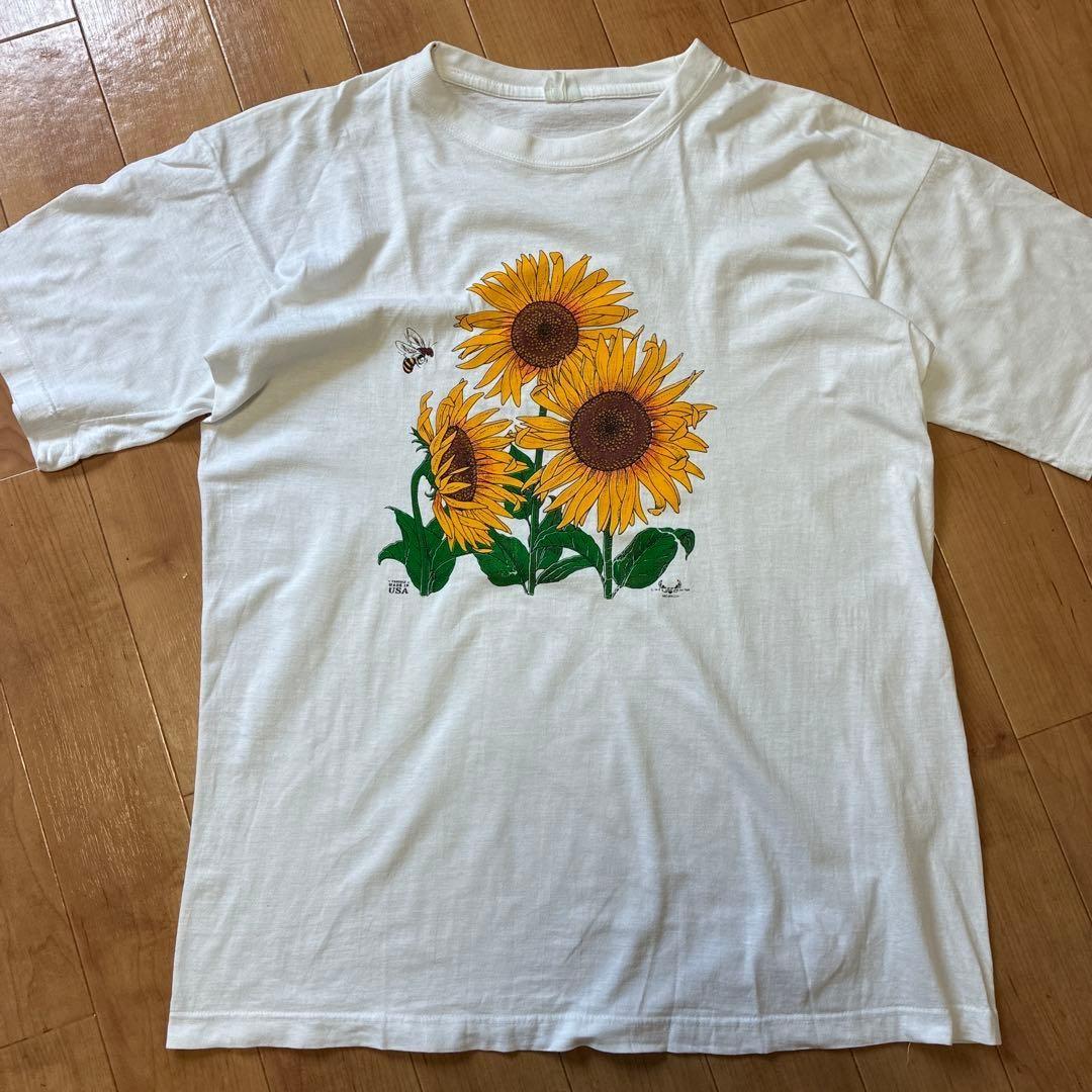 80s-90s Sunflower T-shirt Vintage Single Stitch Equivalent to XL Size XXXXL