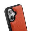 MELKCO For iPhone 16 Plus Case Genuine Cow Leather Coated PC Phone Cover