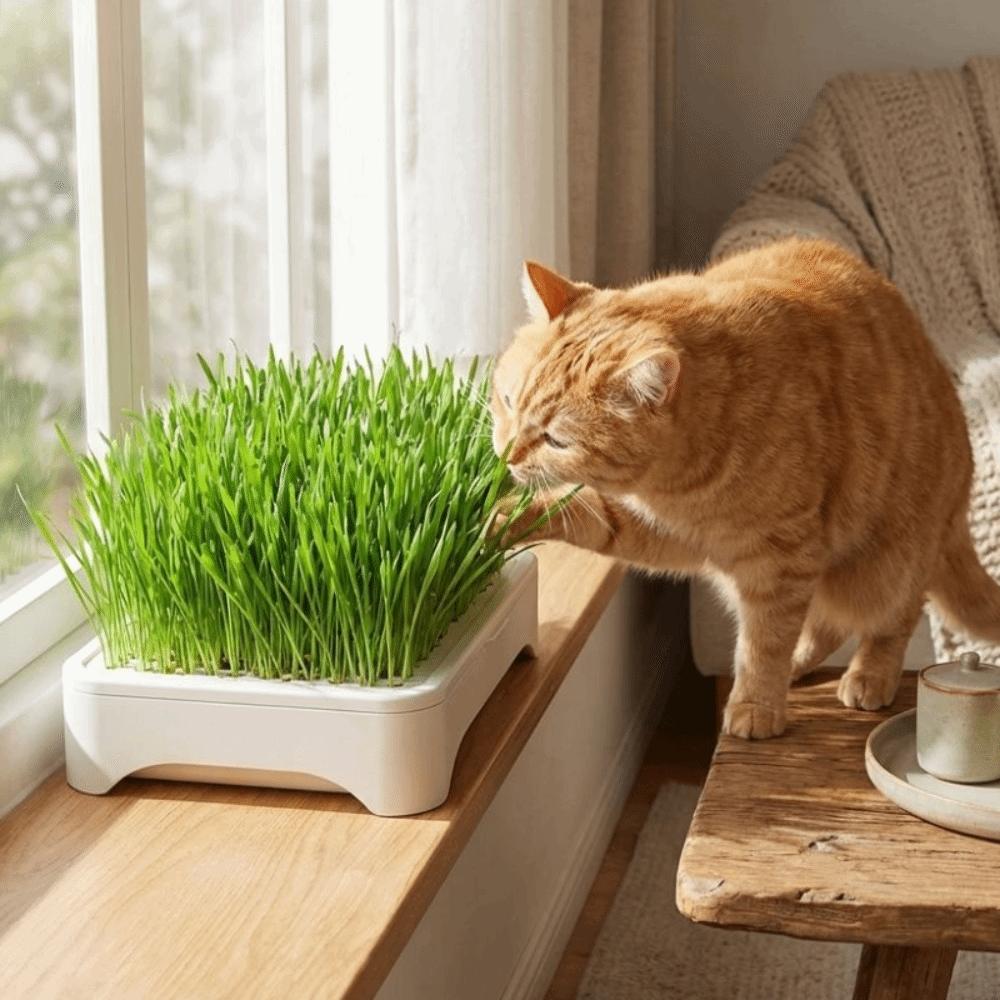 Anti-Pull Out Cat Grass Planter Plastic Wheat Seedling Pot Easy Grow Sprout Tray  Indoor Growing
