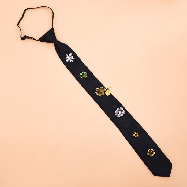 Delicate Crystal Accented Insect Necktie Premium Woven Polyester Comfortable Unisex Accessory For Daily Use