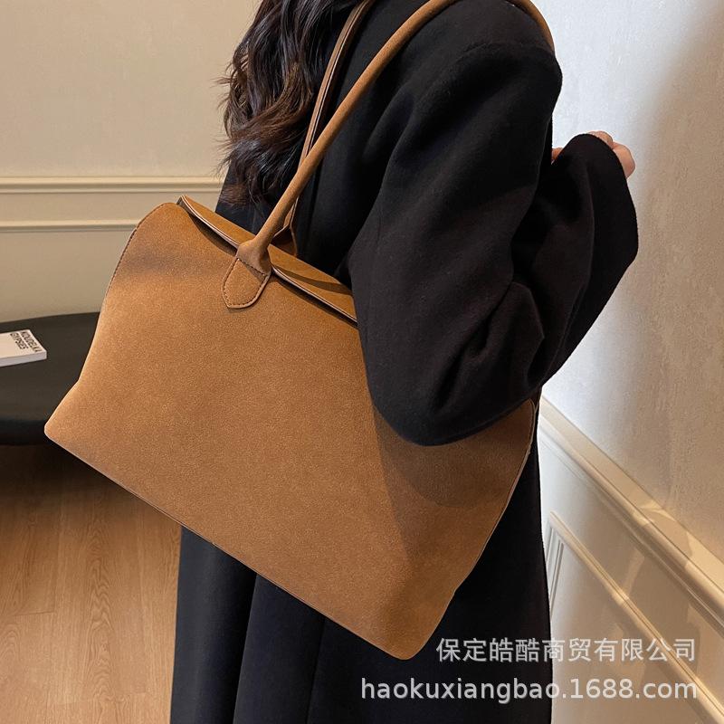 Autumn and winter suede big bag women's 2025 new trendy fashion retro tote bag simple large capacity armpit bag