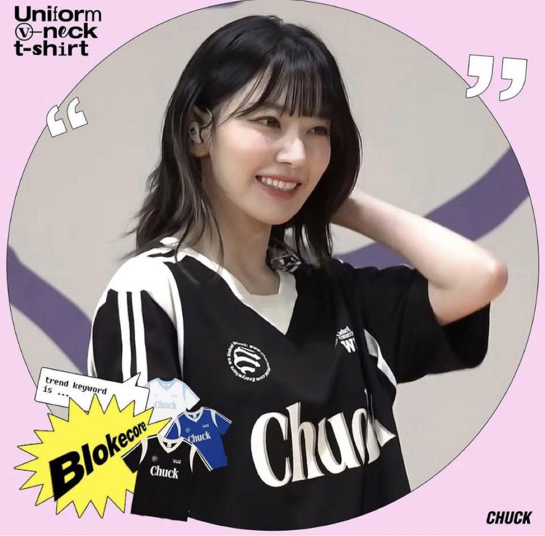 

[USED] Sakura Miyawaki wears a Chuck uniform V-neck T-shirt