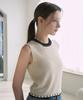 VLETI Viscose Color Scheme Knit Sleeveless (Beige)